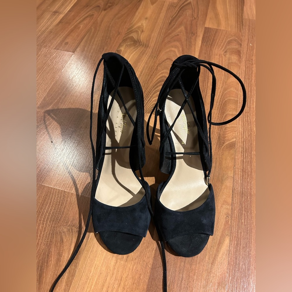 Lord & Taylor Black Suede Open Toe Heel